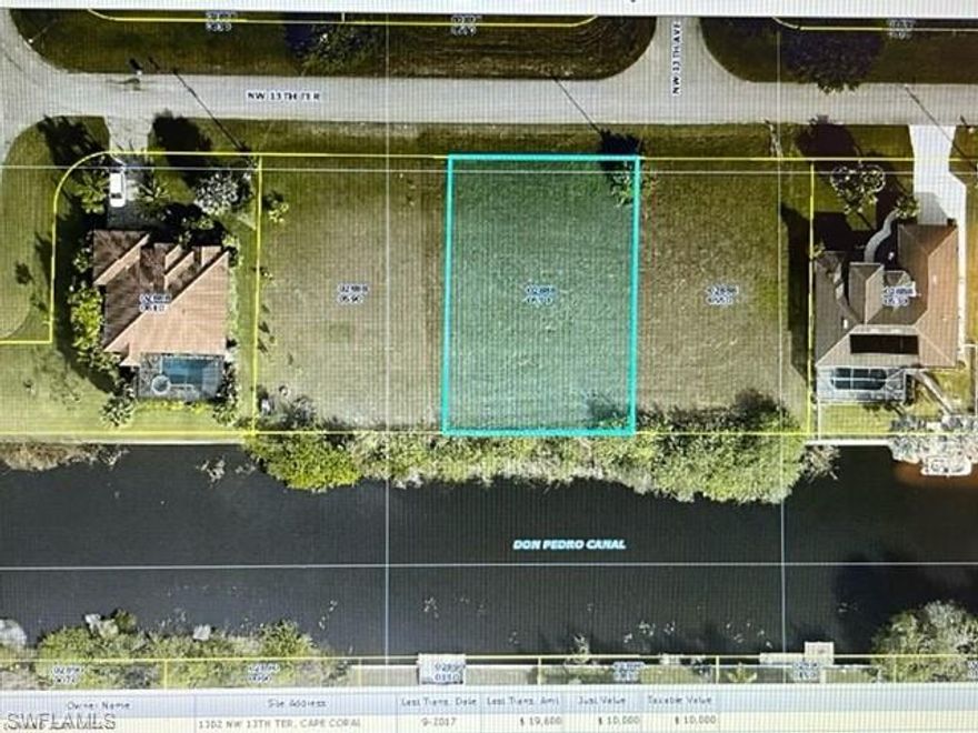 Very nice waterfront, homesite lot located in a quiet, family community in NW Cape. Beautiful, pool homes border this canal front lot. Close to schools and shopping. This building lot sits on the 100ft wide Don Pedro Canal. Lot size 85' X 125' Nice kayaking on this extended canal to the nearby, small lake offering great views.