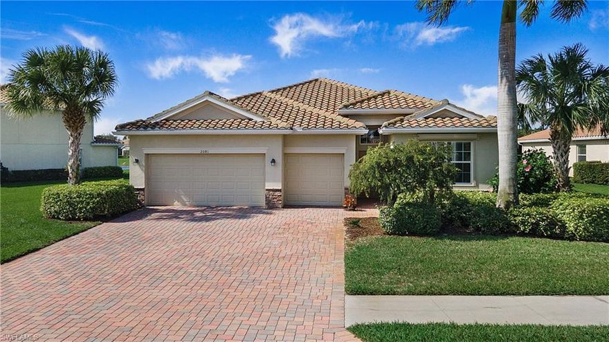 Unbeatable Value! 4 bedrooms with a custom pool does not come up often for this price. This sophisticated residence in the sought-after 'The Groves' development of Orange Blossom Ranch is now available at an incredible new price. Boasting four bedrooms, three bathrooms, a den, and a three-car attached garage, this move-in ready home is waiting for it's next lucky homeowner.

Step inside to discover a seamless blend of functionality and style, with real wood flooring guiding you through the open-concept living area to your very own outdoor oasis. The kitchen is a true standout, featuring modern amenities such as an induction stove, convection oven,  quartz countertops, offering a perfect balance of functionality and elegance.

Prepare to be amazed by the stunning pool area - a dream come true for outdoor enthusiasts. The custom pool, built in 2023, includes a spa, a sun shelf for lazy sunbathing days, fountains, and in-pool illumination. At night, the lanai is adorned with seaglass illumination, adding an extra touch of magic.

Beyond the home, the Orange Blossom Ranch community offers an array of amenities, including resort pools, basketball courts, tennis courts, a fitness center, and more, ensuring that every day feels like a vacation.
Some of the updates to home: Air purifier and UV light on AC, Hurricane proof screen shade on lanai, Electric hurricane shutters in front, Accordian shutters on side, Upgraded LG washer / dryer, 2023 Pool/ Spa, Lanai screen enclosure, Hardwired lanai lighting, Quartz countertop, backsplash, LG induction stove top and convection oven and LG microwave.