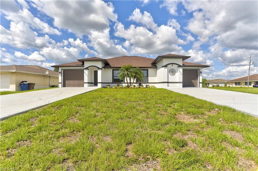 INVESTOR CALLING!! This wonderful duplex to be finish in 2020, beautiful and spacious layout. Become the fortunate owner of this excellent source of income property and take advantage of the easier pre-qualification process where rental income will increase your buying power. Six bedrooms and 4 bathrooms total, tile throughout, granite countertops, appliances installed, exceptional glass door showers with delicate tile design, led lights, breathtaking property for sure! In one of the best areas of Lehigh Acres close to shopping centers, one of the biggest duplex in town. Are you still thinking about it?