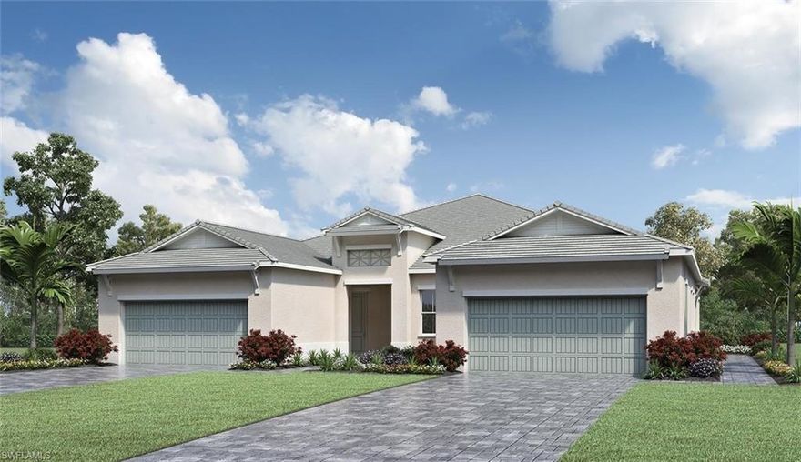 The Sandhill's Island Colonial welcoming covered entry and open foyer flow into the spacious dining room and great room, with a view of the desirable covered lanai beyond. Overlooking the main living areas, the well-equipped kitchen is highlighted by a large center island with breakfast bar, plenty of counter and cabinet space, and generous walk-in pantry. The secluded master bedroom is enhanced by an ample walk-in closet and spa-like master bath with dual-sink vanity, luxe large glass-enclosed shower, dressing area, and private water closet. The secondary bedroom features a walk-in closet and access to a full hall bath. Additional highlights include a flex space with walk-in closet off the foyer, and centrally located laundry.

*** For a limited time purchaser will have the opportunity to select interior finished. Price includes base priced and home site, coffered ceiling in the great room.