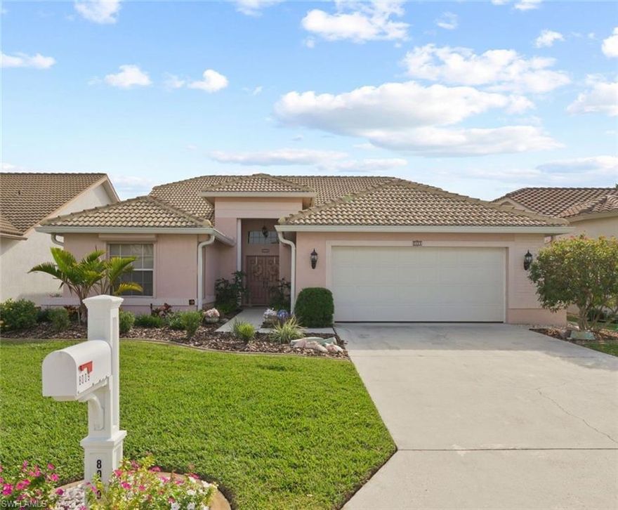 Immaculately maintained and updated 3B/2Ba home in popular Cross Creek Estates! Stunning upgraded kitchen with soft close White Cabinetry, gorgeous Terrazzo countertops, custom backsplash, newer appliances including a double oven, new hot wtr htr (2025). Featuring beautiful wide plank, wood flooring thru out, New Tile Roof (2015), full hurricane protection w/new electric hurricane screens, electric panels and a hurricane rated garage door. High efficiency Levelor, honeycomb shades thru out, custom built ins, wood burning fireplace - great for holiday ambiance! Spacious split floor plan with soaring vaulted ceilings, private guest area with pocket door, 2 bedrooms or guest bedroom and den w/custom bookshelves, updated guest bath and a spacious primary bedroom with sliders to the expansive wrap around lanai, updated, luxurious bath w/updated white cabinetry, Terrazzo countertops, jetted soaking tub, separate shower and dual sinks. The spacious screened lanai wraps around the back of the home and offers great views of the lushly custom landscaped yard and features desirable southwest exposure. Perfectly located within walking distance to the clubhouse, this is the one to call home! Enjoy Friendly neighbors and a Super convenient gated community offering sidewalks, full clubhouse amenities: Jr. Olympic lap pool & spa, fitness center, tennis, pickleball, dog park, bocce, racquetball, playground, food truck & community events & pay for play golf with optional low fee membership ($1k/yr!) at Cross Creek CC ! Super Low HOA fees (just $2,240/yr!), OUT of the flood zone, no CDD or city taxes & close to Gulfcoast Hospital and medical complex, Whole Foods, shopping, dining, SWFL Int'l airport and a short drive to area beaches!