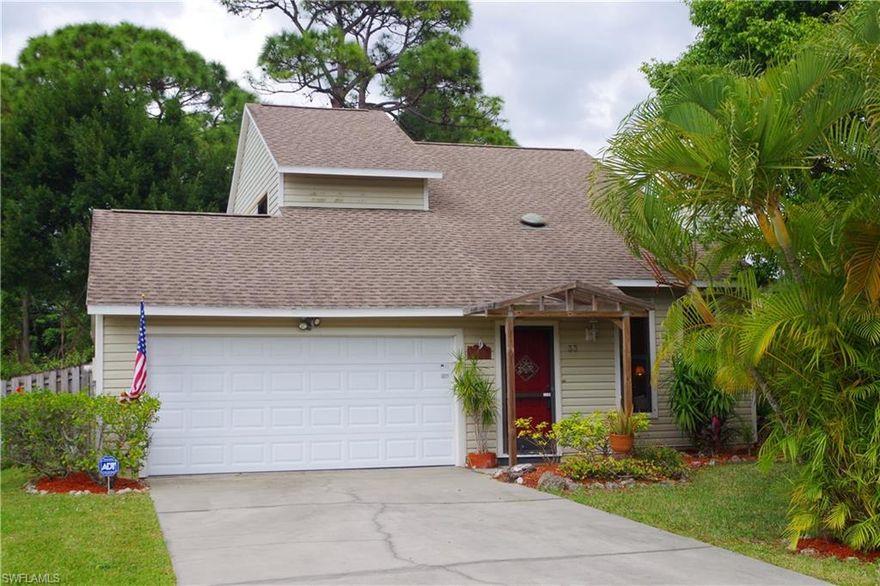 Fantastic location west of Hwy 41 and about a mile from Barefoot Beach & Bonita Beach!  You'll breeze through the days in this bright and fresh 2 Bedroom + Den, 2.5 Bath House with 2 Car Garage in Bonita Shores.  2 Story living with a Vaulted Living Rm with Wood-Burning Fireplace, Dining Area, Kitchen, and Family Rm on the first floor.  Upstairs is a Loft that's being used as a Bedroom or could be a Den which has an opening to the downstairs, yet very private. There's a Mstr BR with en suite Bath and another Bedroom and Guest Bath.  Many updates throughout!  New tile flooring, Updated Kitchen with brand new appliances, Bathrooms have been remodeled, freshly painted, new Washer & Dryer, and a new A/C System (handler, condenser, air ducts) 2016.  Invite friends over for BBQ, let the dog run around, and park your toys in the big fenced backyard with plenty of room for a pool!  Convenient to Publix about a mile away and easy access to I-75, Naples, & Ft Myers. And did I mention how close you are to the BEACHES?? Neighborhood Boat Launch & Membership in the Bonita Shores Association & Bonita Shores Boating Club available.  Time to reward yourself and start living the Florida Lifestyle!