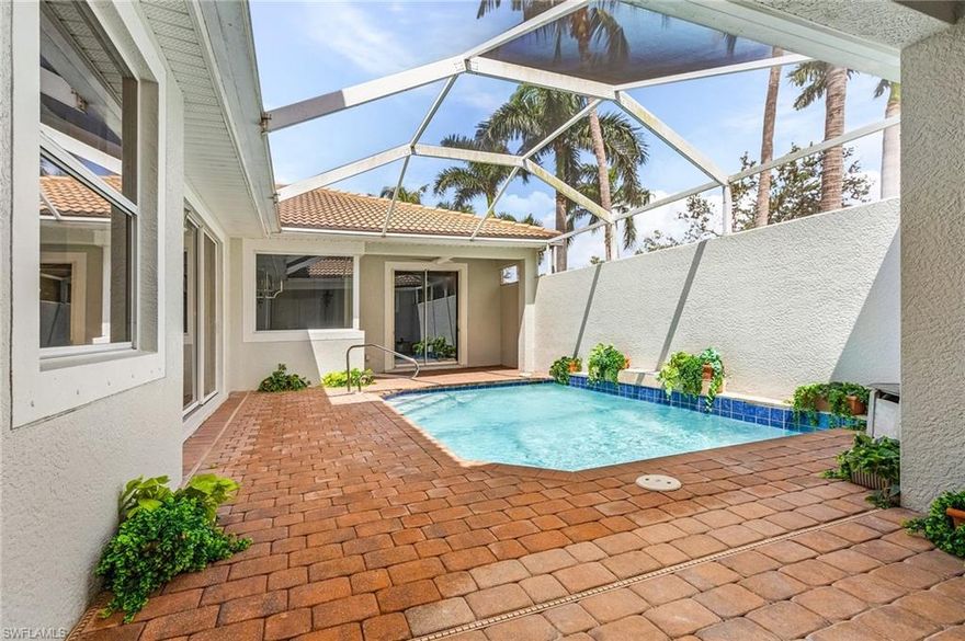 This home is a newly remodeled, rarely available 5-bedroom pool home with 3.5 baths.  Courtyard style home with detached 1 bedroom, 1 bath (recently remodeled) on first floor - great for home office use or in-law suite. Oversized kitchen features Kitchen Aid stainless appliances, new lighting, quartz counters, and a lovely breakfast room. Ceramic plank tile throughout downstairs and bamboo flooring upstairs. The living area is open to the dining & kitchen and features a built-in television and electric fireplace. The first-floor Master Bedroom features two walk-in closets with built-ins & access to the pool area. Large master bath is equipped with new walk-in shower, quartz countertops, and lots of storage. Also downstairs is a large laundry room with a newer LG washer and dryer on pedestals. Upstairs are three bedrooms and a recently remodeled bathroom, small loft great workspace. New remote control fans throughout. Private location with low HOA fees includes lawn maintenance, common amenities, basic cable, and exterior pest control. Beautiful gated community with a clubhouse, workout room, community pool, basketball, tennis, and pickleball.