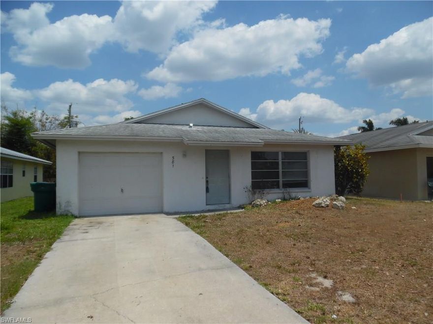 FIXER-UPPER  ** ONE OF BEST LOCATIONS IN NAPLES PARK  ** 500 BLOCK on 92nd AVENUE  ** 3 bedrooms, 2 baths, 1 car garage, concrete block. Repairs appear to be cosmetic. New roof in 2011. AC looks good. Great opportunity!