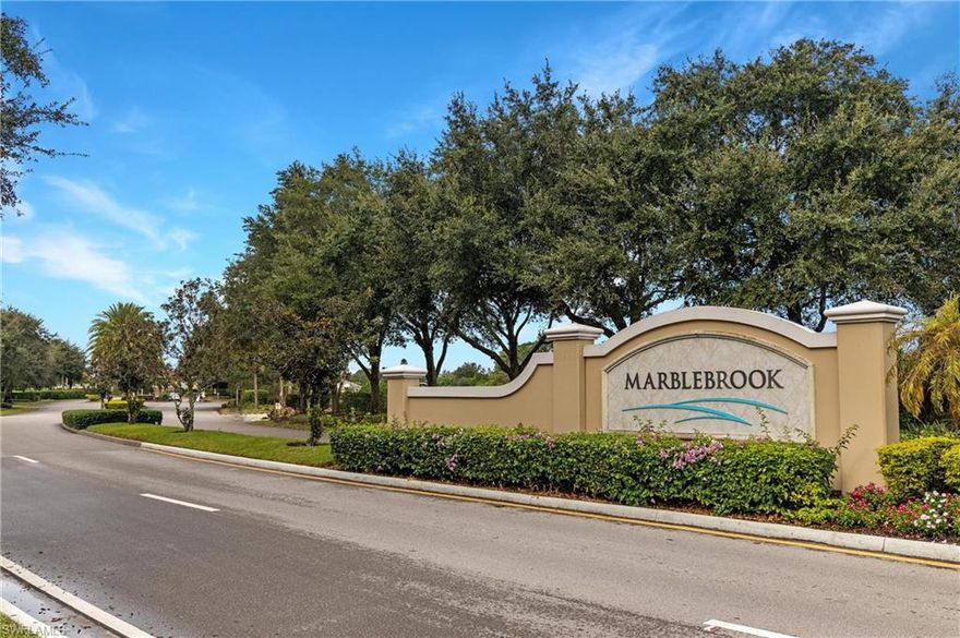 Beautiful 3 bedroom 2 bath villa with 2 car garage in Marblebrook. Stainless steel appliances, screened in lanai and entry. Marblebrook is a gated community with pool and fitness venter. Located near parks, schools and shopping for your convenience.