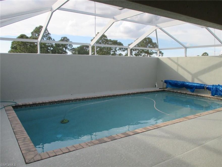 PRIVACY, PRIVACY, PRIVACY!  GREAT HOME located in NW CAPE CORAL.  Home features a SALT WATER POOL with a SIX FOOT CONCRETE BLOCK WALL FOR PRIVACY.  POOL is larger at 14 FT X 26 FT just off the 32 FT LANAI UNDER ROOF TRUSS.  Property is located on a TRIPLE LOT and has a MASTER SHED 10 x 14 FT, insulated and cooled with window AC unit.  PERFECT FOR HOBBIES, storage and outdoor equipment.  Inside of the home you will find a FORMAL DINNING room, DEN PLUS CLOSET, which is a FOURTH BEDROOM, tax record shows as a den.  SPLIT BEDROOMS with a LARGE MASTER BEDROOM and MASTER BATHROOM with toilet in it's private WATER CLOSET, with a pocket door.  TITLED SHOWER and TILE FLOORING THROUGHOUT ENTIRE HOME.  KITCHEN is OPEN with a CENTER ISLAND and LARGE PANTRY for all your storage.  NEW KITCHEN SINK, BATHROOM SINKS and NEW TOILETS installed in Oct 2105! Location in NW is still close in for quick access to Pine Island Rd and other access points to Fort Myers and Punta Gorda.  Property offers a private feel and still in a suburban area.  Perfectly sized home for family and guest.  Call today!