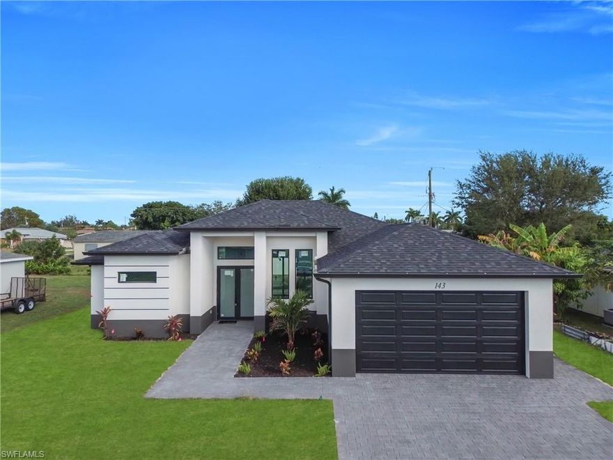 Beautiful NEW CONSTRUCTION home located in a highly desirable and prime area of Cape Coral! Close to shopping centers, schools, grocery stores, restaurants, and more. This property features city water with ALL assessments paid in full and is situated in a NO FLOOD ZONE, offering peace of mind with no hurricane or flood insurance requirements.
This thoughtfully designed home offers 3 bedrooms and 2 bathrooms, showcasing impact-resistant doors and windows, elegant finishes, and quality details throughout. The property is fully fenced, providing added privacy and ample outdoor space for future projects such as a pool, outdoor kitchen, or garden.
Don’t miss the opportunity to own this stunning, move-in-ready home in one of Cape Coral’s most convenient and sought-after locations!