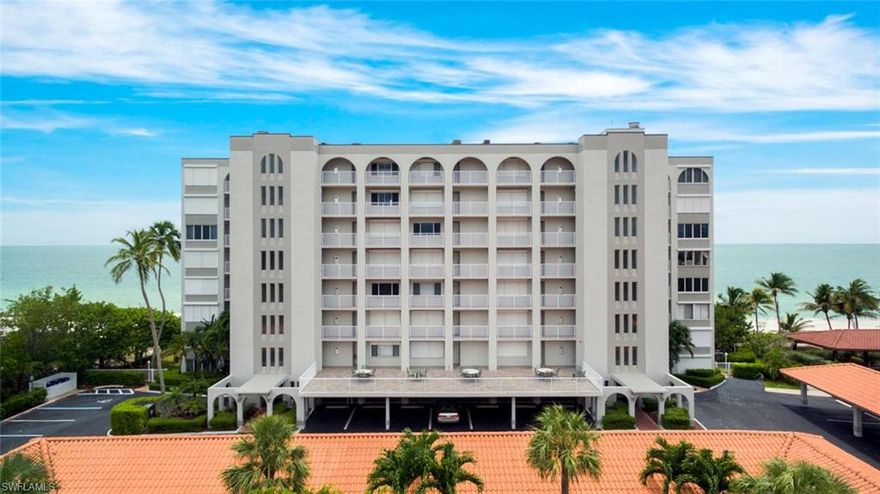 Rare Bonita Beach gem: This is a direct beachfront, 7th floor, corner unit with the most spectacular Gulf views on Little Hickory Island. Delight in extraordinary natural light from the extra windows available only in a rare corner/end unit. Casa Bonita I offers a perfect location on the peaceful & quiet north end of Bonita Beach, with fantastic amenities including a beachfront pool and spa, shuffleboard courts, grilling area, and community room. Enjoy the ocean air and sounds of rolling waves from your private and spacious direct beachfront balcony, with unobstructed high floor views. This light and bright unit offers many interior upgrades including granite counter tops throughout, new flooring throughout, a state-of-the-art Nest Smart Home thermostat, and new floor tile and ceiling fans on the beachfront lanai. Enjoy a move-in-ready upgraded kitchen with granite counters, premium 18" diagonal floor tiles, light shaker cabinetry, newer appliances, and recessed tray ceiling accent, all with panoramic Gulf views.