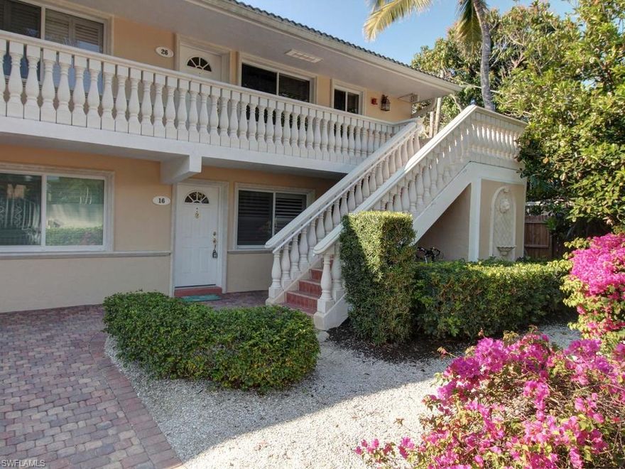 Beautiful updated condo in the heart of Olde Naples, at Castleton Gardens. Walk to 5th Avenue, Saturday’s 3rd Street Farmer’s market, Tin City or Lunch at Naples waterfront Docks. You are in the middle of everything. This two bedroom end unit was just renovated in 2017 and is ready for you furnished, turnkey, all you need is your toothbrush. Professionally remodeled kitchen, a delight for any cook, along with a modern cozy dining area. The unit is tiled through out but the two carpeted bedrooms. Up-dated bathrooms and convenient washer and dryer. Tranquil pool and spa in a beautiful setting in the midst of beautiful garden. Experience Naples from the old Naples seaport for lunch by the water to the Cambier Park for concerts outside.