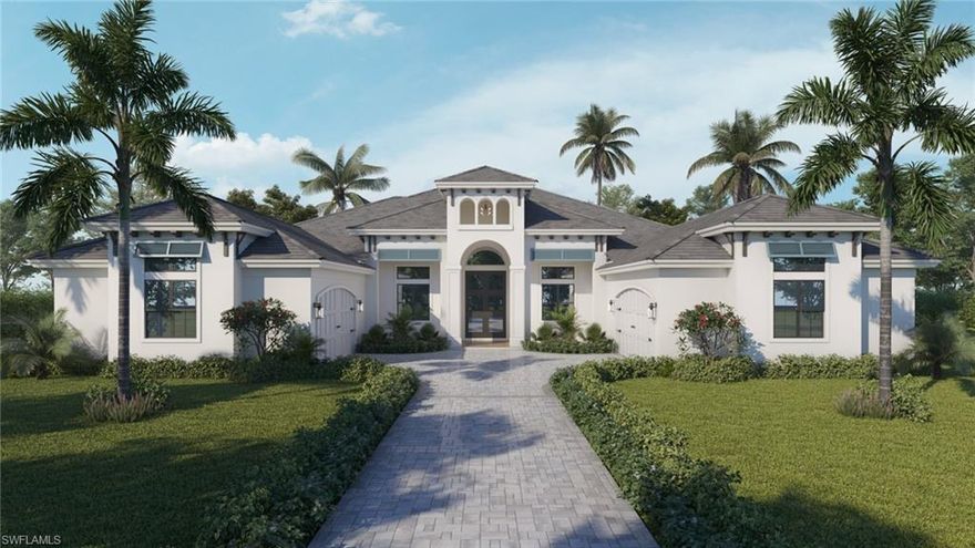 PRE-CONSTRUCTION | CANAL-FRONT ESTATE BY GULFSTREAM HOMES
A rare opportunity to create a luxury canal-front estate in one of Naples’ most desirable in-town acreage settings. This pre-construction residence offers exceptional privacy, generous scale, and refined craftsmanship in a peaceful waterfront environment. Situated along a serene canal ideal for fishing or small boat access.

The thoughtfully designed floor plan includes 4 bedrooms with two primary suites, 4 full baths and 2 half baths, a private office, formal dining room, breakfast nook, exercise or flex room, laundry room, butler’s pantry, and two mud rooms. Expansive indoor-outdoor living is enhanced by a spacious lanai and outdoor kitchen, creating an ideal space for entertaining or relaxing while enjoying tranquil canal views.

The residence will offer 4,002 square feet under air and 6,357 total square feet, including the two-car garage and lanai, providing ample space for both comfortable living and hosting. High-end finishes and quality details are planned throughout.

Estimated completion October 2026. A look book of selections will be available soon. Pre-plumbed for a steam shower. Ideally located just 8 miles from the beach and minutes to premier shopping, dining, and downtown Naples, this property offers the rare combination of private acreage living with in-town convenience.