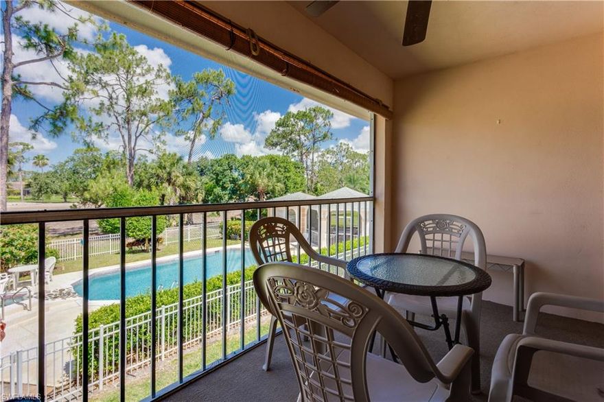 Welcome to this stunning 2 bedroom, 2 bathroom second-floor golf view condo. The high, vaulted ceilings are saturated with natural light, providing the perfect Naples getaway. Overlooking the serene and quiet private community pool, bordered in crown molding and elegant warm touches, this condo is an absolute steal. The AC is just over 4 years old, and the home is well maintained. With close proximity to the beach, shopping, and fine dining- Lely has become one of Naples hottest places to buy. The new owners have the option to purchase a golf membership, however, have no obligation and or bundled fees. This unit will NOT last so schedule your showing today!