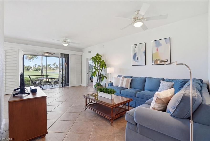 Welcome to this beautifully maintained first-floor residence in the highly sought-after Palmira Golf & Country Club. Perfectly positioned within the community, this unit offers a peaceful and private setting with stunning long lake and golf course views—creating the ideal backdrop for breathtaking Southwest Florida sunsets.

Offered turnkey furnished, this residence is move-in ready—complete with furnishings, linens, and housewares—making it ideal for seasonal or full-time living. Enjoy effortless first-floor living with no stairs, offering both convenience and comfort. The open and inviting layout features spacious living areas, tile flooring throughout the main living spaces, and abundant natural light that enhances the home’s warm and welcoming feel.

The primary suite is generously sized and complemented by a large en-suite bath with dual vanities, a soaking tub, and separate shower—creating a relaxing retreat. Guest bedrooms and den provide flexibility and privacy for family and visitors alike.

Ideally located just steps from Palmira’s exceptional amenities, residents enjoy convenient access to tennis courts and pro shop, pickleball and bocce courts, and the vibrant Renaissance Center Club. This beautifully appointed amenity center features resort-style and Olympic lap pools, a spa, poolside and bistro dining, a sports bar, and a state-of-the-art 5,400 sq. ft. fitness and wellness center with yoga studio.

Palmira Golf & Country Club is a highly desired community known for its active and social lifestyle. All residents are members of the Renaissance Center Club, offering an unmatched amenity experience. Optional golf membership provides access to the 41,000 sq. ft. clubhouse, including formal dining, grill room, outdoor fire pit, pro shop, billiards room, and a beautifully renovated Gordon Lewis-designed 27-hole championship golf course.

Whether you’re enjoying peaceful mornings or unwinding with sunset views over the lake and fairway, this residence offers the perfect blend of tranquility, convenience, and resort-style living. Located just minutes from Bonita’s world-renowned beaches, dining, and shopping.