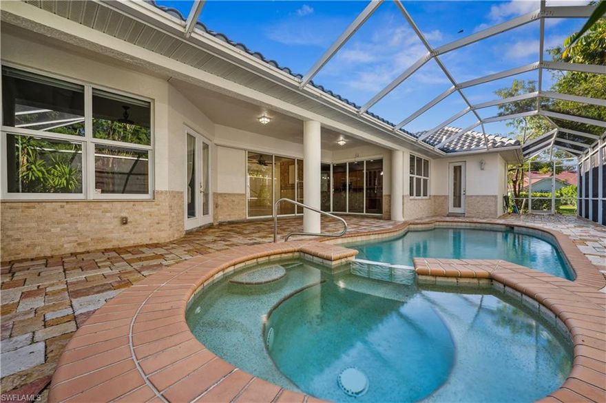 Welcome to 22 Timberland Cir. S, nestled in the coveted community of Carillon Woods in Fort Myers. This immaculate residence presents a rare opportunity to own a spacious four-bedroom plus den, three-bathroom pool home in one of the area's most sought-after neighborhoods.

As you step inside, you're greeted by the elegance of granite countertops adorning the kitchen, complemented by the warmth of a pool and jacuzzi under a screened lanai. Perfect for both relaxation and entertainment, the large family room seamlessly flows out onto the pool area, creating an inviting space for hosting guests or simply enjoying quiet evenings by the water.

The master bedroom boasts generous proportions and luxurious amenities, including a walk-in shower, dual sinks, and a jet tub, providing a private sanctuary for relaxation and rejuvenation. With split bedrooms, privacy and comfort are assured for all occupants.

Outside, a circular driveway with pavers leads to a two-car garage, offering convenience and ample parking space. The tile roof was recently installed. Two air conditioners ensure both durability and efficiency, while the property's location west of US-41 provides easy access to shopping, dining, and Southwest Florida's stunning beaches, including the renowned Sanibel beach.

Notably, this home is situated in a non-flood zone, offering peace of mind and added security. Experience the epitome of Florida living in this meticulously maintained residence, where luxury meets comfort in a highly desirable location. Don't miss your chance to call 22 Timberland Cir. S home sweet home. Schedule your private showing today!