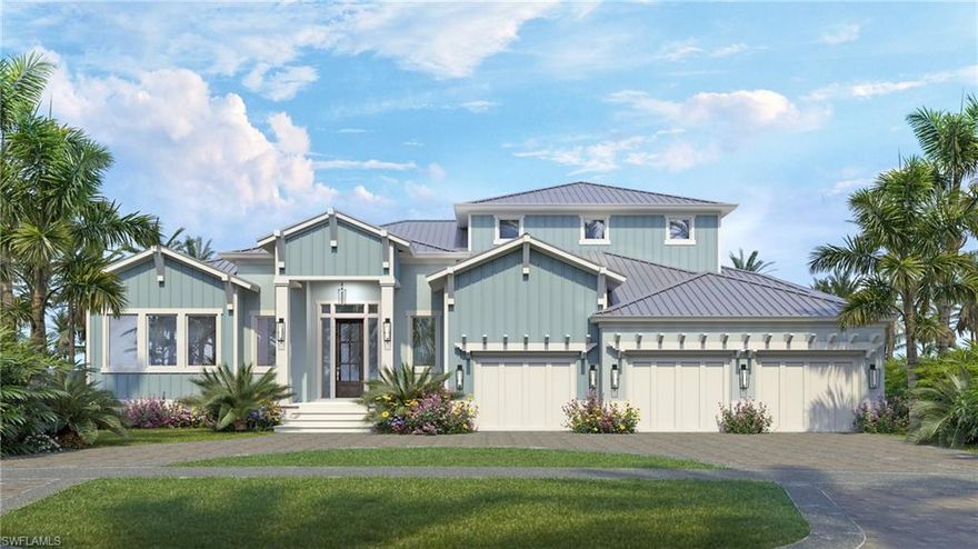 May 2021 estimated completion. The Cypress Cay by Florida Lifestyle Homes offers the finest in indoor and outdoor living. With 139 feet of water frontage overlooking Smokehouse Bay, the wide water views will captivate the avid boater and water enthusiast. The over-sized lot allows for a generous outdoor living area that includes two boat docks with lifts, custom pool / spa, outdoor kitchen, outdoor dining and concealed motorized storm screens. This coastal transitional home has an open floor plan, spacious master suite, 10-foot sliders and a zero-corner slider to maximize the views. A warm and inviting color palette will be found throughout the home, along with exceptional high-end finishes. The kitchen in the Cypress Cay will please even the most discriminating foodie or gourmet cook. Ample custom cabinets are throughout this dream kitchen. Top of the line Thermador appliances include double ovens, warming drawer, range, dishwasher, refrigerator and freezer. A SECRET door hides the very large butler’s pantry, where you will find an additional dishwasher, tall wine cooler, built-in Thermador coffee machine/system and more custom cabinetry. Under construction price.