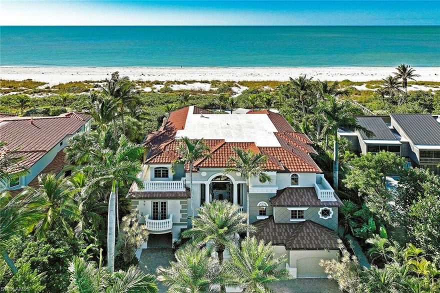 The best of the best in SW Florida living. Offering a gorgeous beachfront estate with breathtaking gulf views on Sanibel Island, FL. Perfectly situated on exclusive west gulf drive and set directly on the idyllic white sandy beach, this one of a kind masterpiece seamlessly blends comfortable elegance and unparalleled quality with every luxurious appointment. This custom home showcases exquisite architectural details everywhere and is centered around a soaring 2 story grand room with spectacular gulf views, multiple sitting areas, a chef’s kitchen, a walk in climate controlled wine room, wet bars, and summer kitchen. All guest rooms en suite with private balconies, multiple entertainment rooms/billiard room/bar and a large upper level private owner's wing which includes a beautiful suite with his and hers closets, fireplace, inside/outside sitting areas and dramatic gulf and sunset views. Many other updated features (too many to list here) include a new roof, new office, new interior lighting, a private elevator that services every floor, media room, workout room, pool/spa, security system, professional tropical landscaping and exterior lighting by R.S. Walsh. With over 13,000 square ft of total square footage, this special property provides ample room and many abundant and versatile spaces ideal for entertaining and family gatherings. Truly a must see. Offered completely furnished with personal exceptions.