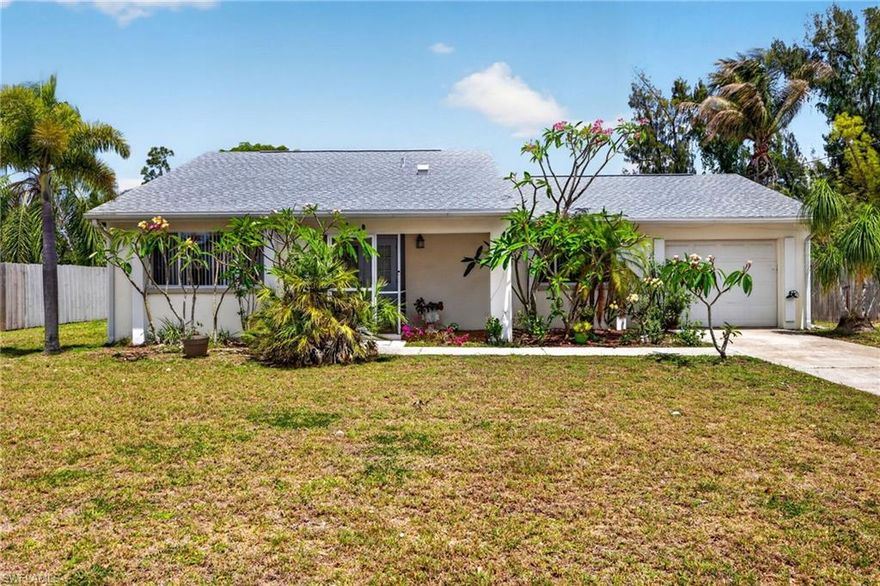 Nestled on a sprawling, 0.30-acre oversized lot in the heart of Cape Coral, this meticulously maintained residence offers the ultimate blend of modern sophistication and a private tropical sanctuary. Whether you are looking for a serene primary residence or a high-potential vacation rental, this property delivers the quintessential Florida lifestyle. The 1,190-square-foot interior is defined by a bright, open-concept layout where a chef-inspired kitchen—featuring a sleek breakfast bar and dedicated eat-in space—serves as the home's vibrant center. Flowing effortlessly into the living and family areas, the entire home has tile flooring that ensures a cool, low-maintenance environment. The split-plan design includes two spacious bedrooms and two stylish bathrooms, providing a perfect balance of comfort and privacy. Stepping outside, you are greeted by an expansive, fully fenced backyard that houses a screened-in fiberglass pool, perfect for year-round relaxation. Situated on a peaceful residential street yet located just minutes from the city’s premier dining and shopping districts, this property represents a rare opportunity to own a secluded piece of the Florida lifestyle.