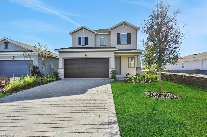 Welcome to the Salerno floorplan offers 2,002 square feet of thoughtfully designed living space across two stories. This home features 4 bedrooms, 2.5 bathrooms, and a spacious 2-car garage. The first floor includes an open-concept layout with a large family room, dining area, and gourmet kitchen complete with a center island and walk-in pantry. The primary bedroom is conveniently located on the first floor and features a luxurious bath with dual vanities and a walk-in closet. Upstairs, you’ll find three additional bedrooms and a full bath. A covered lanai extends the living space outdoors.