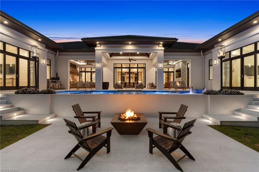 Welcome to Park Shore resort style living. A Knauf Koenig custom built home, with Falconer Design was just recently elevated by Calusa Bay Designs. This 5 bedroom home with all ensuite baths sits on an oversized lot centrally located within Park Shore. The home features custom millwork and elegant interior finishes throughout. The home also features a chef inspired kitchen with sub-zero and wolf appliances, a service kitchen, beverage center, and wine room. This home also includes home automation and full house generator, along with full house surround sound extending into the backyard. The motor court with 2 car AC garage is not to be overlooked, the 3rd car garage attached by porte-cochere was turned into a mother-in-law suite with Rosa Cristallo desk station could also be used as a home gym. The resort style pool and spa were just finished with new Pebble Tec and tile. The large lanai has sliding glass doors along the back to give a seamless transition for indoor outdoor living. Private Park Shore Beach Club membership available.