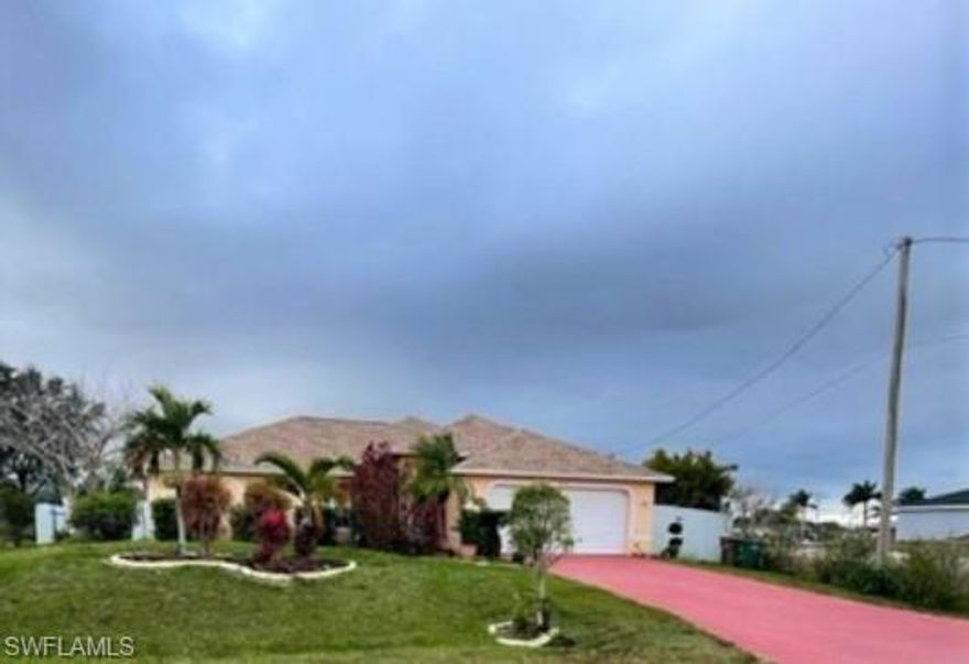 Lovely 4 bedroom home just north of Pine Island Rd and west of Santa Barbara. This home features over 1700sf under air, cathedral ceilings, new roof  completed in 2021, with a mother-in-law suite with an additional full bathroom, oversized lot with room for a pool. Don't miss this great opportunity!!!