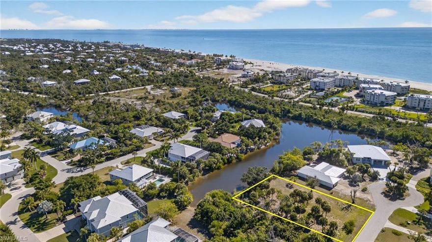 Build your dream home on this extraordinary and oversized .45 acre near beach lot! This waterfront lot faces east for morning sunrise and conveniently located with a short stroll to the beach. Located in the “G” altered land ecological zone, this is among the most generous for build size combined with the nearly half acre lot size. Deeded beach access is located just west of the Tamarind Condos. The Brightwater subdivision is one of the best kept secrets on Sanibel. The small lake is home to egrets, herons, ducks and songbirds. Don’t miss this great opportunity to build your near beach Sanibel Island dream home!