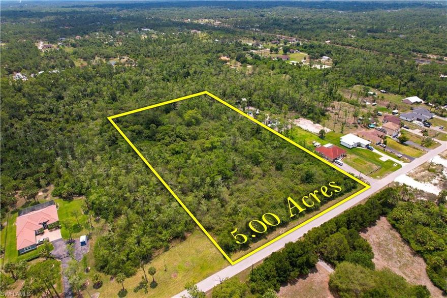 Welcome to Golden Gate Estates, Naples, FL - an area known for its natural beauty and tranquil lifestyle. Here, we present to you a magnificent 5-acre parcel of land, perfect for building your dream home or investing in your future. This stunning property is located on a quiet street surrounded by lush greenery. The parcel boasts a generous frontage of over 329 feet and a depth of 662 feet, providing ample space for any development you may have in mind. This parcel is zoned for residential use, offering you the opportunity to build a spacious home with plenty of room for outdoor activities, a pool, and even a stable for horses. With the potential for endless possibilities, this 5-acre parcel in Golden Gate Estates, Naples, FL, is truly a rare find. Don't miss out on the chance to own your own piece of paradise in one of the most sought-after areas of Southwest Florida.