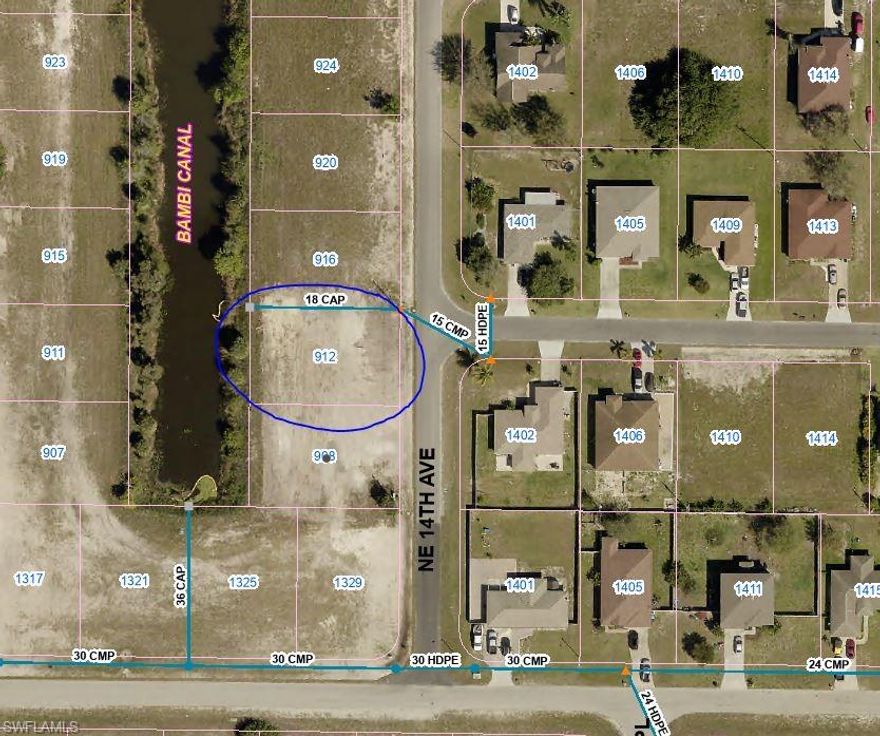 Great Canal lot with city water and sewer are in, made it perfect location for your dream home. Enjoy boating or kayaking as you take a slow ride through the many canals and Lake Zurich. Conveniently located in the Pine Island Corridor for easy access to shopping, Fort Myers, the airport and all the beaches . 908 NE 14th Ave is also for sale  MLS#221047183