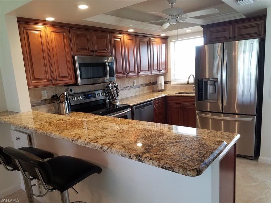 Completely Remodeled and furnished, Enjoy daily golf, tennis and fitness in you very low quarterly dues. Located one mile to the beach, 2.5 miles to downtown Naples. There are 6 community pools in High Point Country Club, 9 hole par 3 golf course, club house with lots of activities. Ready for you this winter!