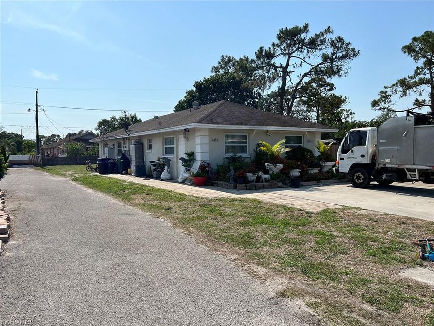 Excellent income producing Duplex in sought after area of Bonita Springs. CBS construction, two bedroom one bath units rented at $1,800 a month with stable track record of occupancy. Large paver courtyard, City water, City Sewer-tenants billed directly for own water and electricity. See it today!