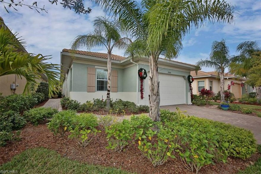 INCREDIBLE VALUE IN THIS NEARLY NEW MEDINA MODEL HOME... no need to build when you can move in this Spring of 2017. Every attention to detail is here from stainless steel and granite kitchen, closet in den so can become the 3rd bedroom, attractive pavers on lanai and walkway, tile on the diagonal in great room, neutral décor, custom window blinds, AND SWEEPING WATER VIEWS. This is the perfect package to enjoy the Florida lifestyle you so deserve. Nested within Pelican Preserve boastings an active adult lifestyle with indoor and out door pools, tennis, private golf club you can join, pickleball, cyber café, butter fly garden, concert series in the winter months, restaurants, card rooms,  hobby rooms, billiards room, wood working studio, library, staffed fitness center, soft ball field, 38 acres of lush preserve for nature watching and more. Close to the airport, the arts of Fort Myers, shopping, medical facilities and I-75.