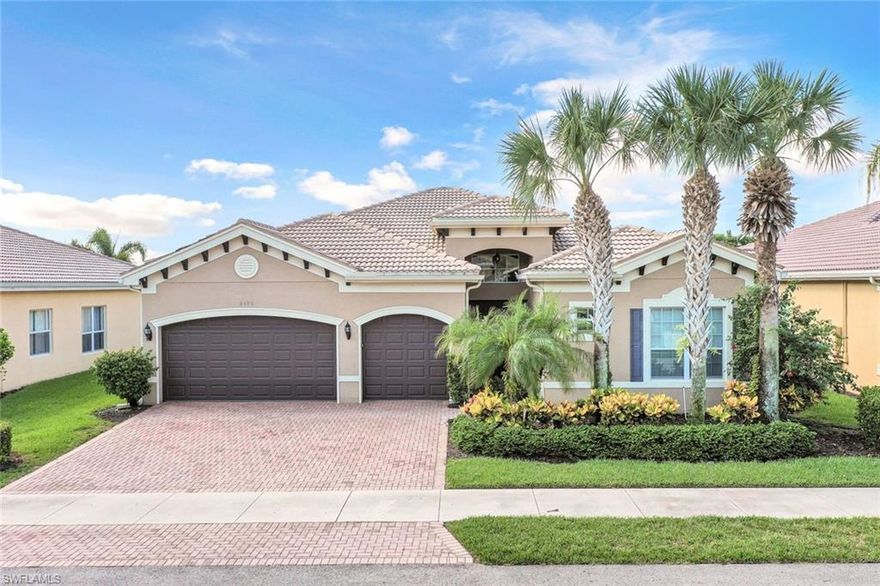 Bright and airy spacious floor plan with custom pool and spa. Marbella Lakes is located only 2 miles from I-75, amazing schools, shopping, dining and less than 6 miles from the beach! Marbella Lakes has loads of amenities including tennis, basketball, a resort style pool, a separate kids pool area and much more. This Andalucia model has been updated with new flooring and a completely renovated kitchen, features 3 bedrooms plus a den, formal dining room, large eat-in kitchen and a 3 car garage.