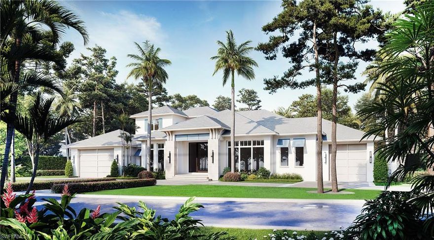 One or more photo(s) has been virtually staged, AI generated or rendered.  A PRESTIGIOUS NEW HOME - under construction by Lombardi. This stunning home features a balanced architectural design. Every Lombardi home is built with meticulous attention to detail, from structural integrity to luxury finishes, to ensure long lasting quality and a home that performs beautifully in the Florida climate. The main living level opens into a dramatic, great room that blends seamlessly with expansive outdoor living and dining spaces. From the moment you step outside, you are greeted by a long, tranquil water view, framed by lush Florida landscaping, creating a private sanctuary that feels like an exotic resort. A stunning outdoor fireplace anchors the covered living area, offering a year-round gathering spot for evening cocktails, quiet mornings, or entertaining your friends under the stars. The pool and surrounding landscape complete the outdoor oasis delivering the kind of indoor- outdoor lifestyle that defines Florida luxury living. Inside, the chef's kitchen serves as the heart of the home, featuring a generous Island, walk-in pantry, and opening to the dining and living rooms. Perfect for hosting gatherings that flow naturally between spaces. A quiet study near the foyer provides a refined retreat, while the main floor primary suite offers a private escape with a spa inspired bath. Upstairs, guests or family enjoy their own private haven with two additional bedrooms and shared bath The spacious bedroom/flex room opens to a covered balcony – ideal for taking in breezes and sunset colors. With abundant storage, a floor plan designed to flow, natural interior light, and livability built-in, this home delivers a lifestyle centered around connection – to nature, to comfort, and to the relaxed elegance of Florida living. The long water view, tropical landscape, and outdoor fireplace elevate the experience, making every day feel like a getaway. Bonita Bay has 5 golf courses, 18 court tennis, 18,000 sf. fitness, 8,000 sf. Lifestyle spa & salon, full-service marina, Gulf front beach park, 5 restaurants, 10 pickle ball courts, croquet, bocce ball, canoeing, Life Enrichment Center & 3 parks.