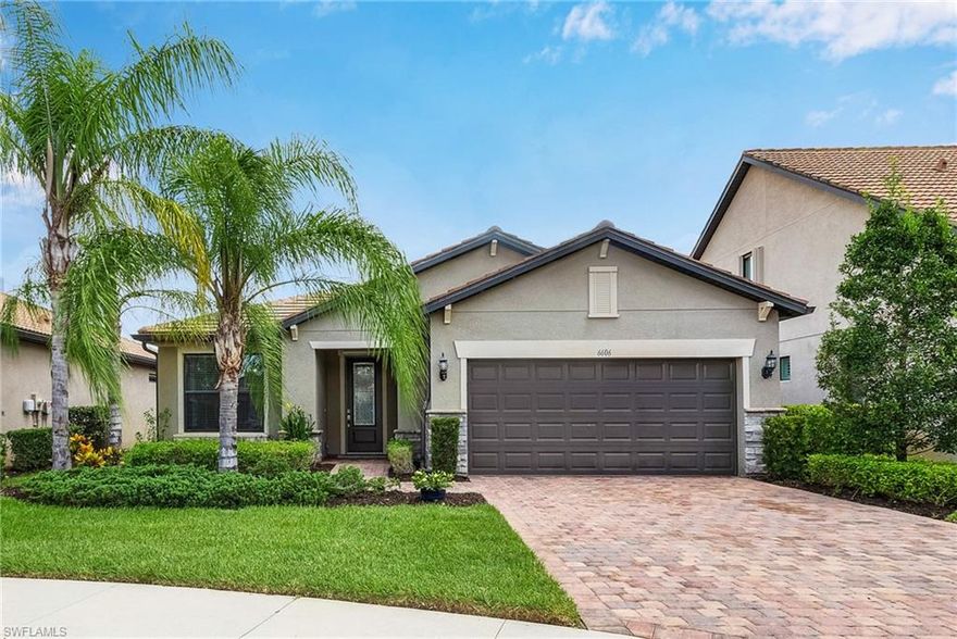 Welcome home to Camden Square an intimate gated community of just 96 homes in the prime Fort Myers Plantation location. This 2016 Pulte built Martin Ray model features 2 bedrooms, a den, and 2 bathrooms in an open concept design. Almost 2000 square feet of living space on a coveted, cul-de-sac lot with long lake views. Your chef's kitchen boasts stunning white cabinetry, quartz counters, natural gas cooking, upgraded appliances, a large walk-in pantry and huge center island. Wake up each morning in the roomy main bedroom looking out on the serene, long lake view with a spacious en-suite and custom closet. An additional bedroom, den and bathroom gives everyone their own space to relax, entertain or work from home. The three car tandem garage is perfect for oversized vehicles, a boat, or boundless extra storage space. Low HOA fees of only $778 quarterly includes all amenities, landscaping and landscape irrigation.