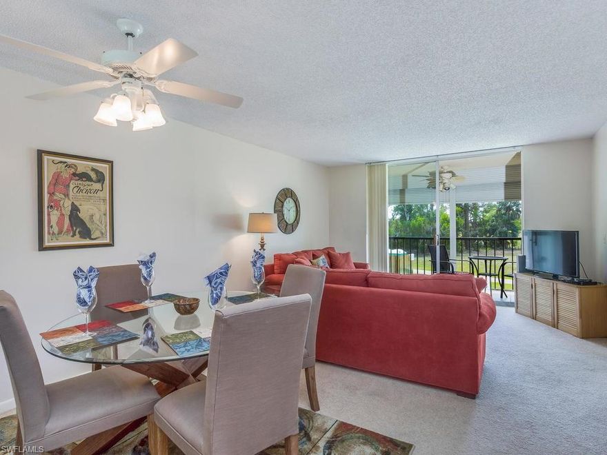 HR1-202  Great location in the Happiest city in the Nation and the Friendliest 55+ Community in Naples. This second floor unit is only steps to the pool and clubhouse with the added convenience of an elevator and external storage space.  You'll appreciate the versatility of the Murphy bed in the guest room (which also doubles as an office) with its own bathroom.  Bring it all -there''s plenty of closets.  Relax with a cool drink on the private screened lanai overlooking the public golf course.   Easy access to green spaces and a vibrant social life will favor your well-being.