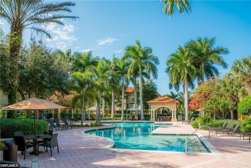 AVAILABLE FOR SEASON 2027 & OFF-SEASON – 90-Day Minimum! This immaculate, beautifully upgraded 2nd-floor corner unit is located in the desirable, gated community of San Mirage in Bonita Springs! With plenty of natural light, this fully furnished unit features 2 spacious bedrooms, each with its own full bath and walk-in closet. Enjoy wood flooring throughout, and the convenience of a full-sized washer and dryer just off the kitchen. San Mirage offers a stunning heated saltwater pool, spa, cabanas, bar area with Wi-Fi, fitness room, clubhouse, and tennis courts—everything you need for relaxation and recreation. Cable and water are included! Perfectly situated just minutes from world-class shopping at Coconut Point and Miromar Outlets, as well as top-notch dining, healthcare, and entertainment options. A short drive to Southwest Florida International Airport and the area's famous white-sand beaches! Sorry, no pets allowed. Don't miss out on this fantastic seasonal rental!