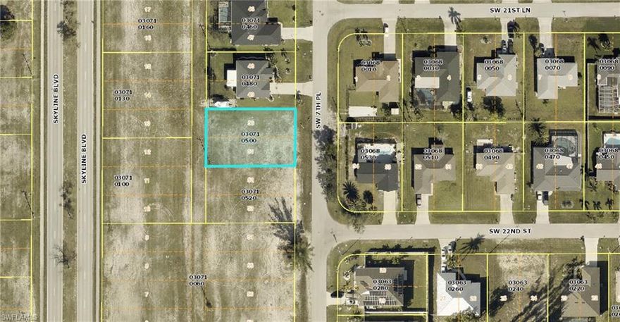 Vacant commercial lot! Centrally located in the SW of Cape Coral off Skyline Blvd and Veterans. This area is boasting with lots of new construction of a diversity of multi-family, professional use buildings, shopping, restaurants, and much more.