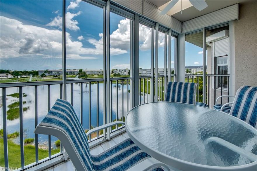 Extremely well maintained Fort Myers Condo with amazing lake view! Located at the very desirable Golfview Golf and Racquet Club, this 2 bedroom / 2 bathroom condo has it all. The home is featuring vaulted ceilings, tile and laminate throughout for easy upkeep, an indoor laundry area and screened in balcony with a gorgeous southern exposure view overlooking the golf course and lake. The kitchen is equipped with granite counter tops, below mount stainless steel sink and lots of cabinet space. The community is offering a golf court, BBQ area, picnic area, 3 swimming pools, a golf pro shop, a club house with dance floor and bingo, bocce ball, library, shuffleboard, 2 tennis courts/pickle ball, walking path/biking path, and activities for the members. 
The Golfview Golf and Racquet Club is located only a bike ride away from the back entrance of lakes park and close to restaurants, beaches, shopping and much more. This condo is sold TURNKEY!