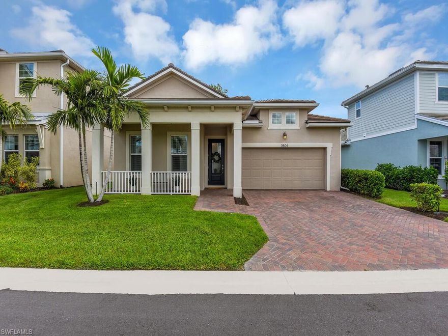 Luxury features throughout! This single family home is extremely deceptive from the curb- it has a quaint curb appeal w/ open porch, cottage-style detail on soffit, beautiful pavers on driveway & walkways... yet inside there is a sprawling layout, open concept living design, high-end light fixtures & fans, tile flooring in main living areas, den w/ French door entry, volume & tray ceilings, frameless glass on master suite shower, custom shelving & storage system in master suite walk-in closet, plantation shutters, disappearing sliders to lanai elegant glass front door, & more! You will LOVE the outdoor living space w/ huge screened lanai, covered sitting area, custom shade, and summer kitchen. Compass Landing is situated in a highly desired area of Naples and offers a community center w/ activities for everyone! Very convenient location- close to lots of shopping/dining options, less then a half hour drive to the beaches lining the Gulf Coast & the world famous Naples 5th Ave, short drive to public golf courses, Collier County public parks, and highlighted attractions of Naples like the Naples Zoo @ Caribbean Gardens.