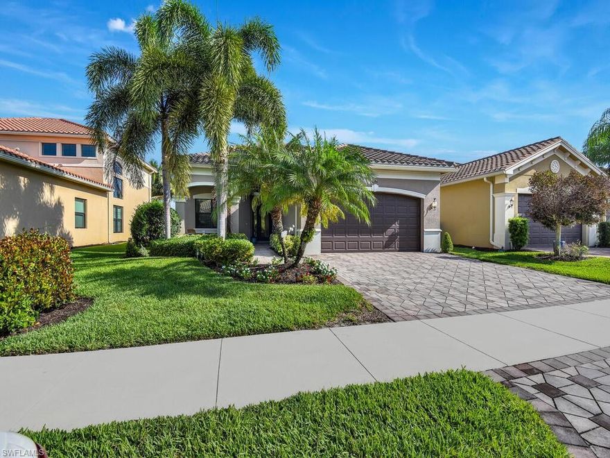 This rarely available lake view, Burgundy model home is located in the desirable Riverstone gated community. This 2 bedroom plus den home has an open floor plan flowing through the living room to the screened in lanai overlooking the lake. Some of the many great features of this home include accordion hurricane shutters, plantation shutters in the master, and a large storage room off the laundry. Riverstone offers resort-style amenities, state of the art facilities, indoor basketball courts, 5 tennis courts, pickleball courts, 3 pools, private cabanas, a party pavilion, and more! Riverstone has a full time social director which also allows for a robust social event program.