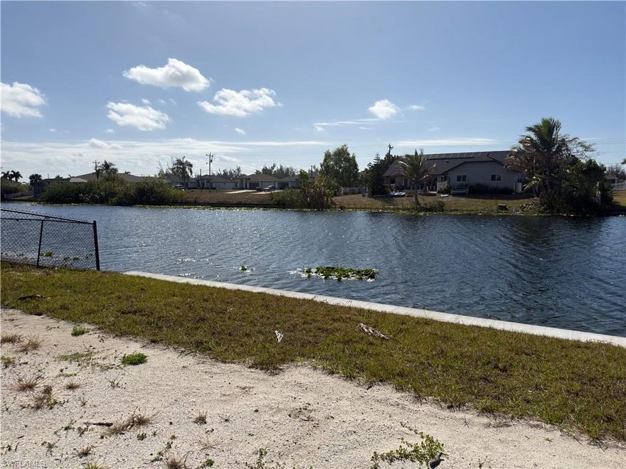 Brand new seawall on a southern exposure freshwater canal with very wide water view located on the horseshoe canal,come build your dream home here with great views,the owner said great bass fishing in this canal,easy access to Burnt Store rd.Ideal place if you like to golf as well as Coral Oaks Golf Course is just around the corner
