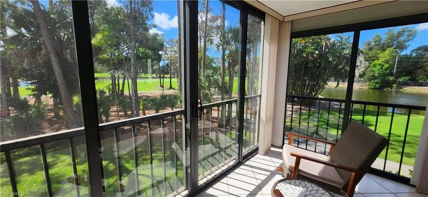 This beautifully updated corner residence is now available as an annual rental in the desirable Foxwood of Foxfire, offering sunny southern exposure and peaceful garden and lake views. With over $50,000 in upgrades completed since 2023, this stylish home blends modern comfort with convenience in a premier golf community just minutes from downtown Naples. Turnkey furnished with extensive interior upgrades throughout. The well-designed kitchen features resurfaced white cabinetry, new granite countertops and sink, recessed lighting, and newer stainless steel appliances, including a range, microwave, dishwasher, and refrigerator/freezer. A breakfast bar opens to the dining area, creating an easy flow for everyday living and entertaining.The spacious living room showcases diagonal tile flooring and a modern ceiling fan, providing a comfortable space to relax. The former lanai has been enclosed to create a bright sunroom with a ceiling fan and panoramic garden and lake views—perfect for enjoying the outdoors year-round. The owner’s suite serves as a private retreat, complete with a remodeled en-suite bath featuring a granite vanity, comfort-height toilet, and a floor-to-ceiling tiled walk-in shower with glass enclosure. The guest bedroom is conveniently located near the updated full bath, which includes a granite vanity, comfort-height toilet, and a tub-shower combination with full tile surround. Additional features include an extra storage closet and a deeded covered parking space—one of only 12 in this 30-unit building. Residents are just a short distance from the community pool and hot tub, along with Foxfire’s extensive amenities. Tenant's enjoy a renovated wellness center, grill room, outdoor dining areas, tennis and bocce courts, and a full calendar of social activities. A mandatory $600 social membership is required. Ideally located just five miles from downtown Naples, with easy access to shopping, dining, beaches, I-75, and RSW Airport, this property offers the perfect balance of active lifestyle and everyday comfort. NO Smoking, NO PETS.
