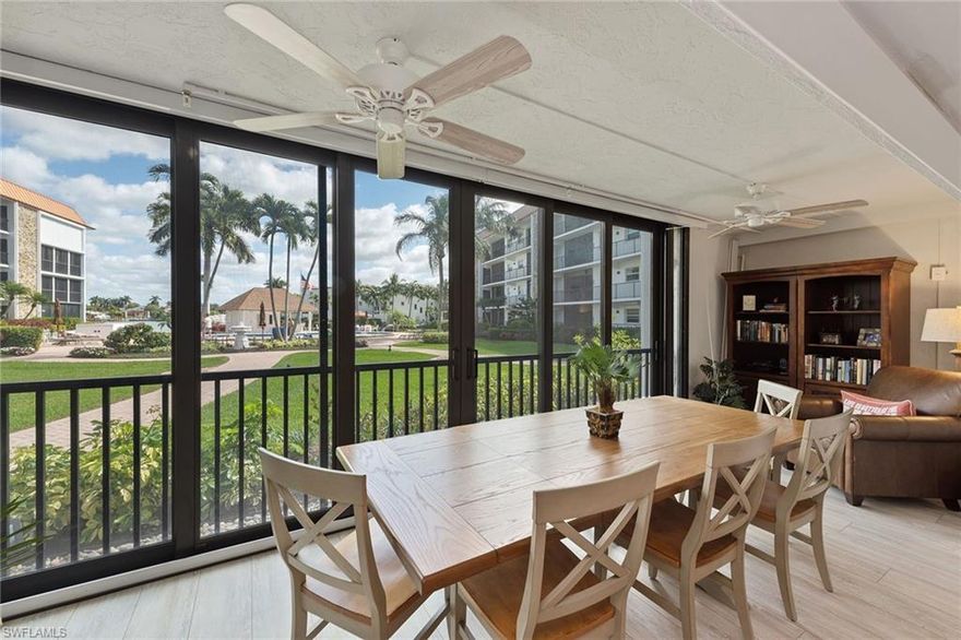 Come home to this beautifully remodeled and rarely available 3-bedroom first-floor unit. Enjoy the peaceful Moorings Bay views and lounge by the gorgeous bayfront pool. Walk across the street, put your feet in the sand and watch the colorful sunset Naples is known for. With eastern bay views, the enclosed balcony has impact-resistant sliding doors and roll-down shades. The open kitchen boasts quartz countertops, a unique tile backsplash, breakfast bar, soft-close white cabinets and stainless steel appliances. With notable features, including a bar with wine fridge, luxury vinyl plank flooring, plantation shutters and natural light from three sides, it is ready to move in and entertain guests. This unit comes with laundry in the residence, extra storage room and assigned parking. Residents also enjoy grills, Tiki hut, bike storage and vehicle wash area. Have peace of mind with a well-run association and on-site manager. Bordeaux Club is ideally located on the corner of Gulf Shore Blvd N and Harbour Drive for quick access to Moorings Beach Park, Moorings Golf & Country Club and renowned shopping and dining in downtown Naples and Venetian Village.