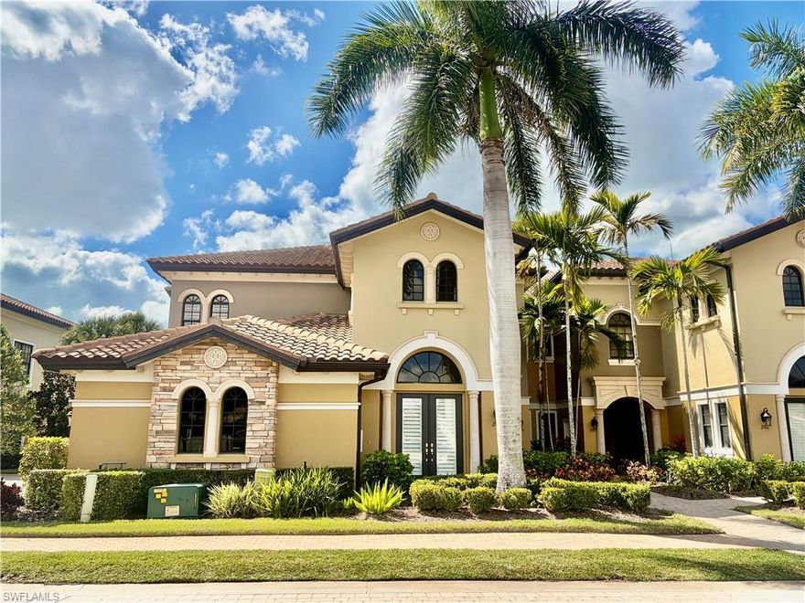 Don’t miss this exceptional opportunity to own a rarely available coach home in Treviso Bay, built by Taylor Morrison. This highly sought-after Francesca model offers 3 bedrooms plus a den, 2.5 baths, and an expansive 3,337 square feet of air-conditioned living space (4,094 total square feet).
Designed with elegance, comfort, and security in mind, this well-maintained two-story residence features:


Private elevator


Dramatic 24-foot foyer with electric winch for easy chandelier cleaning


Soaring 13.5-foot and 11.5-foot ceilings


Solid-core doors and plantation shutters throughout


Hurricane-impact glass, plus hurricane shutters on the back lanai and front door for added protection


Security alarm system


Hardwood staircase


Custom desk and built-in cabinetry in the den


Double-door entry


Wet bar — perfect for entertaining


Enjoy a prime location just steps from one of the community’s six pools.
Treviso Bay is an amenity-rich, gated, resort-style community offering access to the renowned TPC Treviso Bay. As a non-golf property owner, you can enjoy TPC golf privileges during the off-season (May through October).
Residents also enjoy access to the LeBrezza Clubhouse, Country Club, six pools, full service spa, fitness center, tennis, pickleball, basketball courts, and beautifully maintained grounds. Centrally located in Naples, the property is just minutes from the area’s renowned beaches, shopping, dining, and golf courses. AMAZING SUNSETS CAN BE VIEWED FROM LANAI.....
Experience luxury living in one of Naples’ most desirable communities.