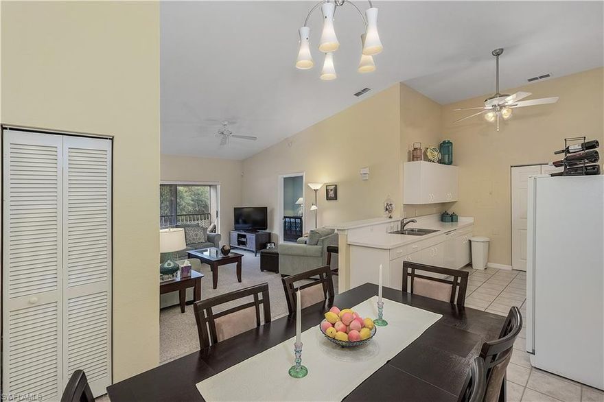 Florida condo living at its carefree best! Don't wait for this fantastic deal to pass you by. Immaculate and ready to go, this roomy pet-free/smoke-free 3 bedroom, 2 bath 2nd floor corner unit has all of the features one would expect to see in a single family higher priced home. Spacious bedrooms with large walk-in closets in the master and guest bedroom, Jack and Jill guest bath, vaulted ceilings, walk-in pantry/laundry off the kitchen, bar seating perfect for entertaining friends, and a dining area big enough for holiday dinners with family around the table. This wonderful condo community boasts amenities such as a sparkling and expansive heated pool with plenty of lounge areas both in the sun and under shade with cool fans above, a spectacular and active clubhouse for community get-togethers and events, a fitness center, restrooms, playground and grilling area. Perfectly situated with easy access to I-75 and 41 and only minutes to some of the best beaches, shopping, dining, and entertaining hot spots in all of SWFL! City dog park is within walking distance to the community. Schedule your private showing today.