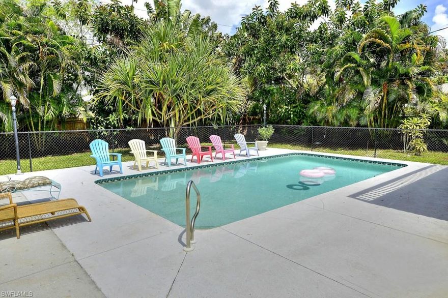 Buyer didn't perform so property is BACK ON THE MARKET. Home passed inspections and everything so their loss is your gain! Remodeled, spacious pool home in San Carlos Park for $159,000. Yes it's true! With 1908 of under air space, this property provides plenty of space for a family. Moreover, it has been completely renovated, including a new roof, new windows and stucco siding on the 1st level, fresh paint inside and out, new trim, new interior doors, new laminate and carpet, Corian counters with and undermount sink, all new lighting and ceiling fans, and a whole new tiled bathroom on the first level. There is a walkout patio to a beautiful concrete pool, and a large 2nd level balcony, overlooking the lush landscaping of the backyard, on an oversized lot! So many amenities for so little money!