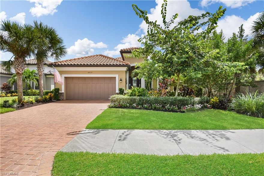 Stunning lakefront pool home offering luxury living! This single family home is situated on a corner lot with tons of privacy, luxury upgrades, and an amazing outdoor living area. Newly built in 2016 with upgrades included such as an extended breakfast nook, extended master closet, custom trim & crown molding, all impact resistant glass, custom mirror in formal dining area, shelf genies in all kitchen lower cabinets, convection wall oven, California Closet system throughout, summer kitchen, built-in entertainment center in great room, built-in office in den, ceiling fans in all rooms, floating wood flooring in main living areas & master bedroom, security system, Monkey Bar storage racks in garage, wired for surround sound on lanai, large pool and pavers on pool deck, picture window screening on pool cage, and elegant landscape lighting. Natural gas powers the range in kitchen, grill in summer kitchen, pool heater, and the tankless hot water heater. Esplanade at Hacienda Lakes is a gated community that offers resort-style amenities -pool w/ lap lines, spa, resistance pool, fitness center, billiards & card room, tennis & pickleball courts, poolside grill area, and playground.