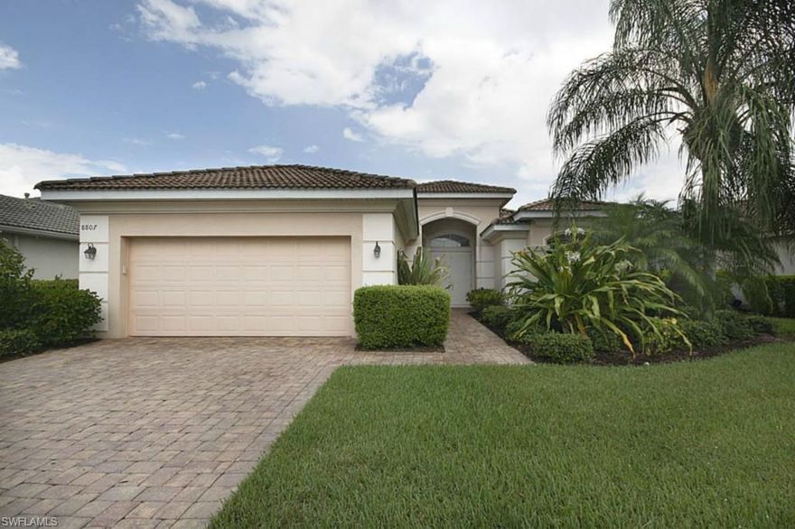 This spacious St. Regis Versailles one story 3 bedroom  2 bath, 2 car garage  model is located in the maned 24 hour gated community of Belle Lago.A covered entry that brings you to your foyer, great room with ceiling fan and your formal dining area giving you views to a bright covered tiled lanai. The  kitchen has under cabinate lighting, and a very bright breakfast area.The master suite has coffered ceiling, 2 large walk in closets, master bath bath has duel vanities, roman tub with separate shower. The 
2nd bathroom has a walk in shower.The Belle Lago  community center has a resort style pool,fitness center, tennis courts, wireless internet room and a large meeting room for social functions Belle Lago has an agreement with The Estero Country  club next door as well as  a social membership for dining . Only 20 minutes from RSW
AIRPORT, Coconut Point , Gulf Coast Center and ,Miromar shopping center. SEE VIRTUAL TOUR 
.