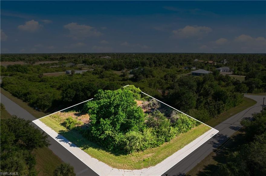 PRIME opportunity to own a highly desirable corner lot in the growing area of Port Charlotte! Whether you're looking to build your DREAM HOME, or invest for the future, this 0.28-acre property offers exceptional potential. No HOA and NOT located in a flood zone - instant savings and added peace of mind! Conveniently located less than 20 minutes from the Port Charlotte Town Center which offers shopping, dining, and entertainment and approximately 40 minutes to Punta Gorda Airport, making travel easy. This is your chance to secure a piece of one of Southwest Florida's fastest-growing communities!