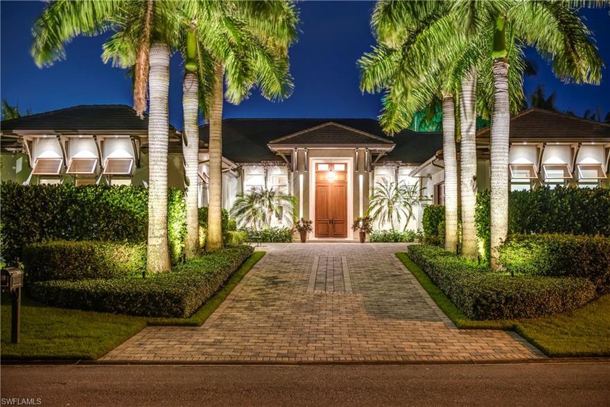 Positioned on a substantial corner lot, this sprawling Knauf Koenig Group home delivers estate style living in the heart of The Moorings.  Oversized Royal Palms distinguish the property and flank the main driveway, while over 60 landscape lights create a grand night-time aesthetic. Its versatile floorplan is highlighted by expansive indoor and outdoor living spaces, soaring ceilings, a private detached guest suite, a poolside Cabana suite, and 4 bedrooms in the main part of the home; all allowing for effortless entertaining and luxurious accommodations for family and friends.   Additional upgrades to this home include:  a 38Kw generator with a dedicated 1000 gallon propane tank, air conditioned garage, whole-home water purifying system, embedded electric shades in the Master Bedroom and Great Room, a Butler’s Pantry, UV air sanitizing systems, wide plank European Oak flooring, an 85 inch TV with home theater sound system, a service driveway off Crayton Rd, and electric screens and shutters enclose the lanai.  The Moorings residence are eligible for access to the private beach park.