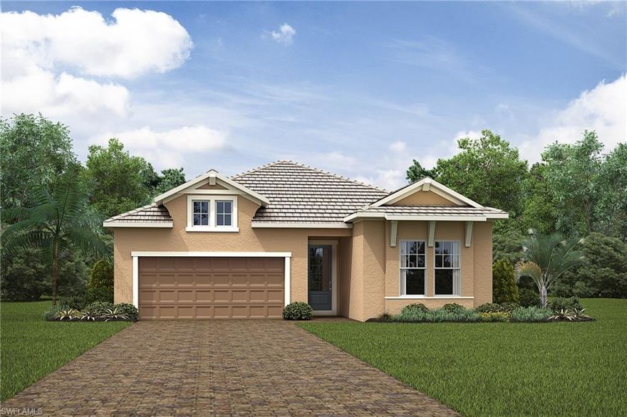 Wonderful new construction opportunity! Offering spacious one level living with high ceilings, retracting glass slider doors in the Great Room and generous walk-in master closet, this popular open concept 2 car garage Admiral plan is situated on an oversize lot with a fence and preserve behind the home. Compass Landing is a private and secluded gated community in Naples featuring LONG SIZED LOTS from 50ft to 60ft wide and 130ft to 180ft long with low association fees. Conveniently located off Collier Blvd. this community gives you a central location to all the major amenities Naples has to offer like Mercato, Waterside Shops, and Gulf Beaches. Each home is beautifully appointed with an amazing array of UPGRADES including stainless steel appliances, granite kitchen counter tops, 42 inch cabinets, tile throughout main wet areas, carpeting in bedrooms, tray ceilings in the foyer, and 5 1/4 inch baseboards throughout the home. The exterior features a lushly landscaped home site package and includes brick paver walkway, driveway, & lanai. These beautifully designed homes scenically overlook large lakes and fountains, green preserves, and privacy wall.