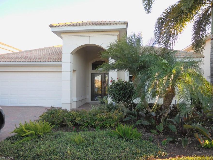 EXCEPTIONAL Brevia Model home by Toll Bros. located in the lovely Estero community of The Reserve. This home draws you in immediately, with its wonderful high end finishes.Enter through beautiful leaded glass door.View the amazing wood floors in your great room, Crown and decorative molding touches throughout give it a look like no other in the community. Wonderful Lake View from your oversized screened Lanai. Spacious Bedrooms, with a den that can easily be used as a guest or third bedroom. Gourmet Kitchen with gorgeous upgraded cabinetry and granite. Spacious master suite with sitting area, and master bath with marble countertops and upgraded cabinetry with extra drawers.This home is truly above  the rest and has been recently upgraded and shows like a brand new home .Estero has it all, Close to Naples, Fort Myers, Bonita Springs and their beaches, The RSW Airport, FGCU, headquarters of Hertz . Great Shopping at the Miromar Outlets, Coconut Pointe, and Gulf Coast Town Centre, Jump on I-75 in moments, and Rte 41. A fabulous place to live in the Viillage of Estero. Come see it right away. Fountain on lanai, outdoor grill, Dining room chandelier do not convey.Virtualtour coming soon